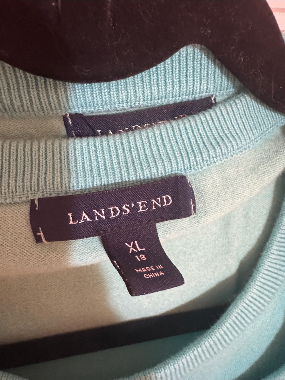 Lands' End Teal Twinset: Crewneck Sweater with Button-Front Cardigan - Picture 2 of 4